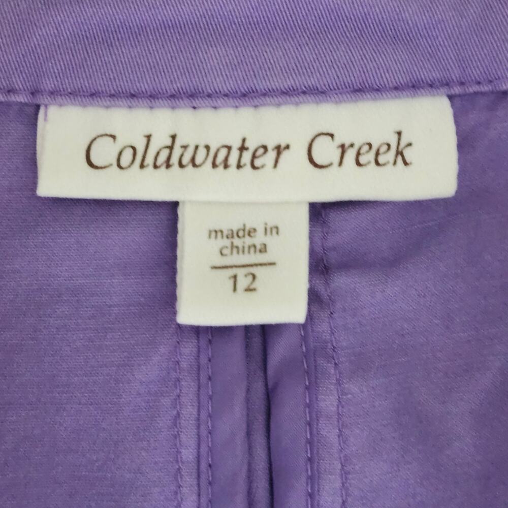 Coldwater Creek Purple Short Sleeved Cotton Blazer Unlined Size 12 - Picture 3 of 9
